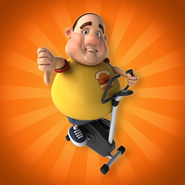 Unhappy overweight man doing sport exercises — Stock Photo, Image