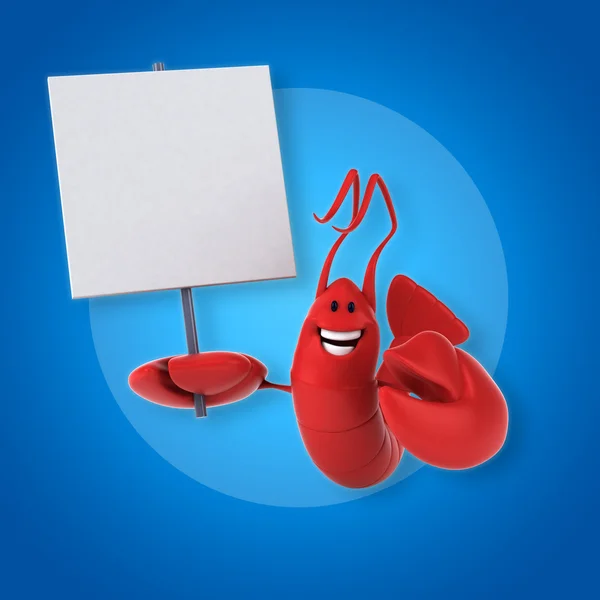 Funny Lobster with blank board — Stock Photo, Image