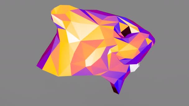 Spinning polygonal beaver head — Stock Video