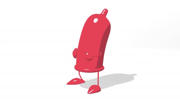 Grappige rood condoom — Stockvideo