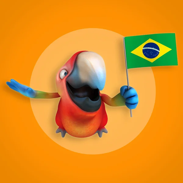 Papagaio de desenho animado engraçado — Fotografia de Stock
