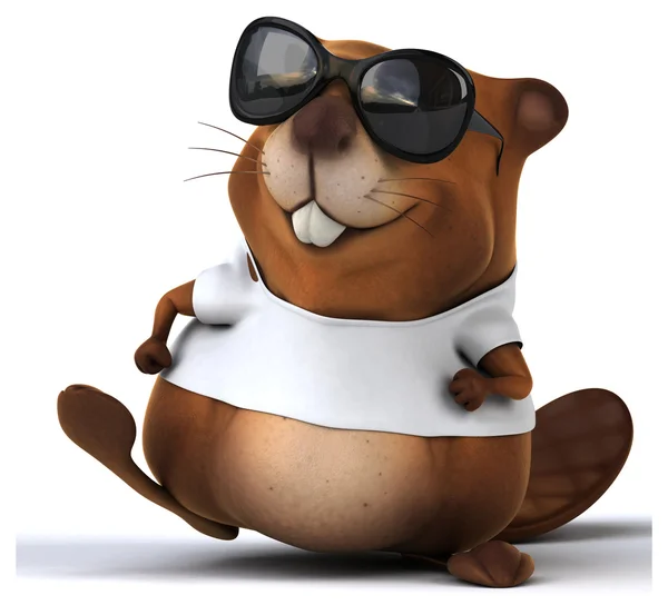 Beaver in white t-shirt — Stock Photo, Image