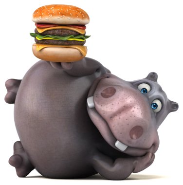 Eğlenceli çizgi film su aygırı