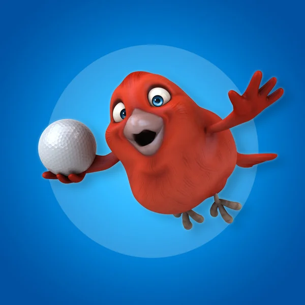 Червоний птах з м'ячем для гольфу — стокове фото