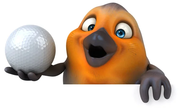 ゴルフ ボールと楽しい鳥 — ストック写真