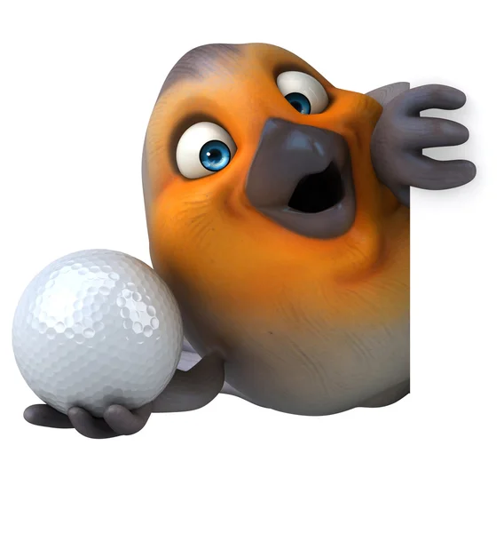 Fun bird with golf ball — Stock Photo, Image