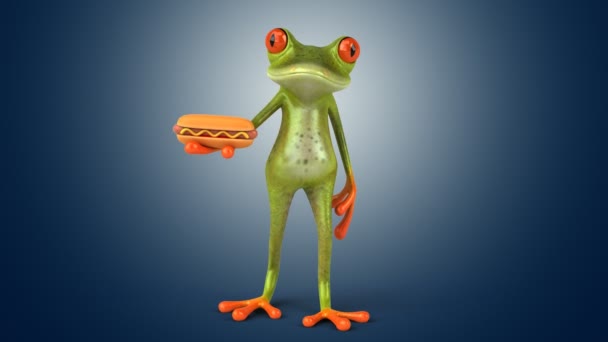 Śmieszne kreskówka żaba — Wideo stockowe