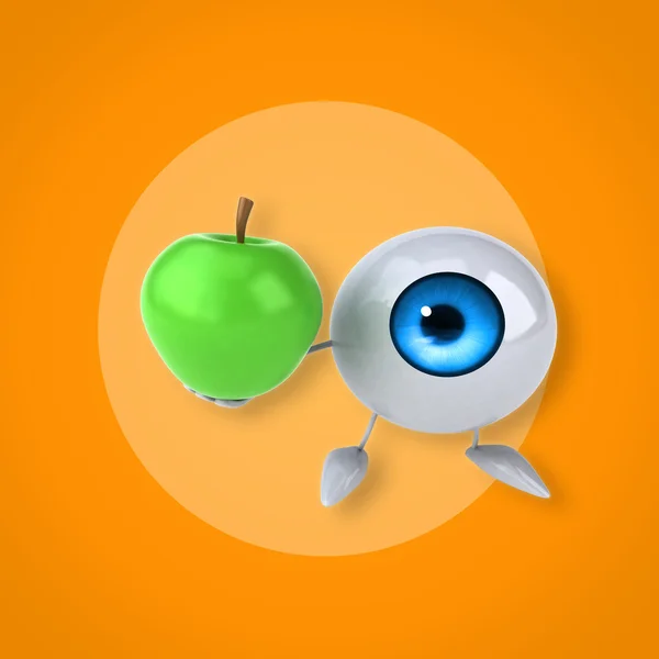 Глаз с зеленым яблоком — стоковое фото