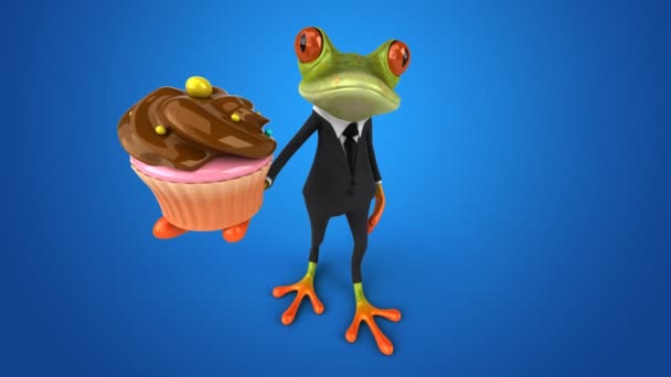 Funny cartoon frog Stock Footage