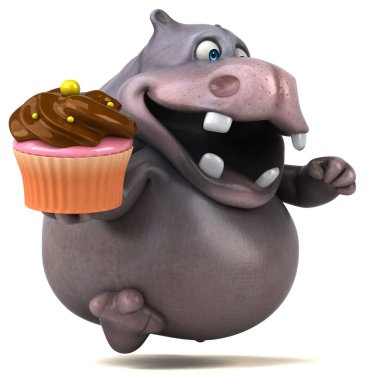 Eğlenceli çizgi film su aygırı