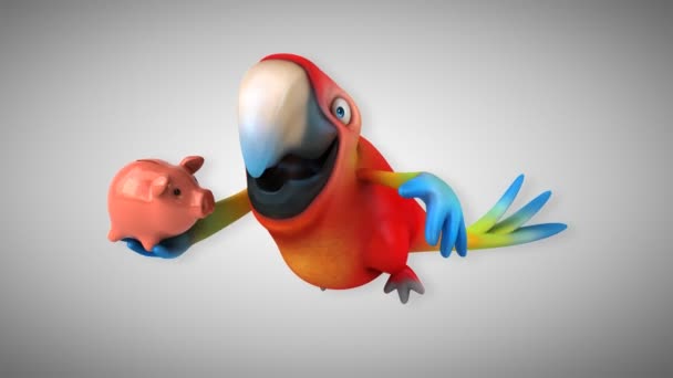 Funny cartoon parrot — Stock Video