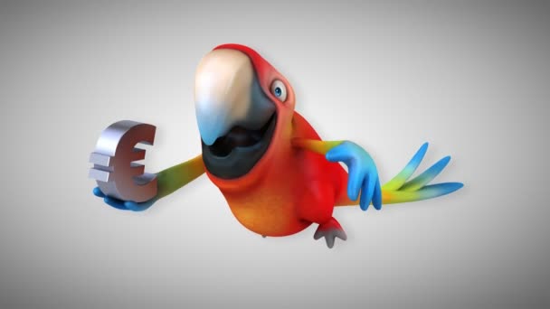 Rolig tecknad papegoja — Stockvideo