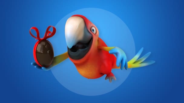 Rolig tecknad papegoja — Stockvideo