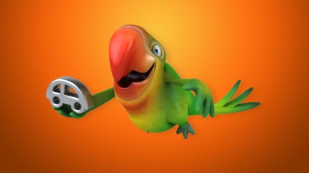 Смешной мультяшный попугай — стоковое видео