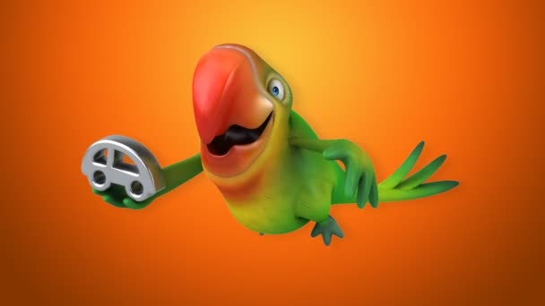 Funny cartoon parrot — Stock Video