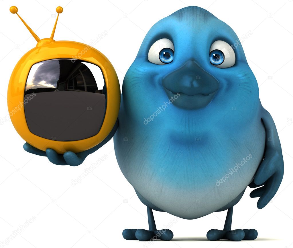 Drôle De Dessin Animé Oiseau Bleu Photographie Julos