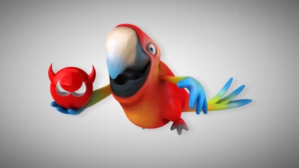 Смешной мультяшный попугай — стоковое видео