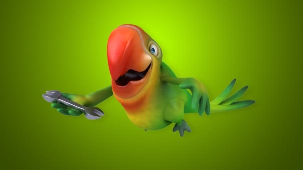 Fun cartoon parrot — Stock Video