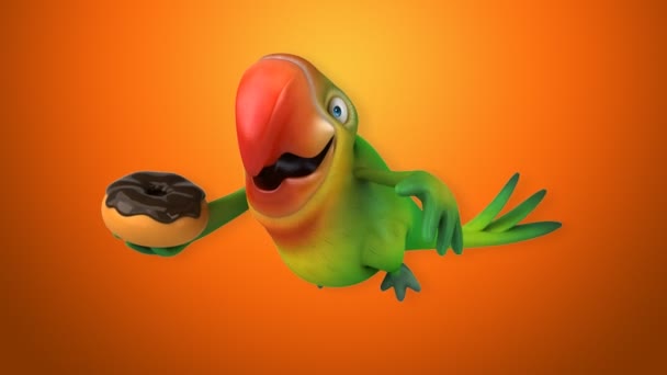 Leuke cartoon parrot — Stockvideo