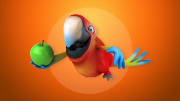 Funny cartoon parrot — Stock Video