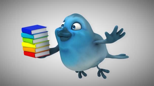 Desenhos animados divertidos Blue bird — Vídeo de Stock