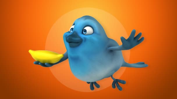 Desenhos animados divertidos Blue bird — Vídeo de Stock