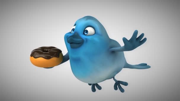 Leuke cartoon Blue bird — Stockvideo