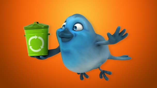 Leuke cartoon Blue bird — Stockvideo