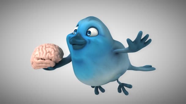 Spaß Karikatur blauer Vogel — Stockvideo