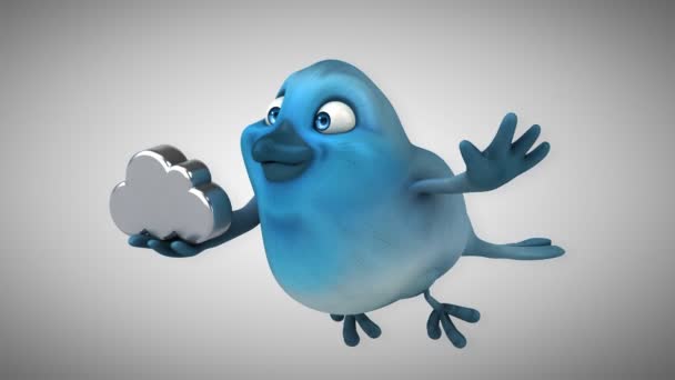 Roliga cartoon Blue bird — Stockvideo