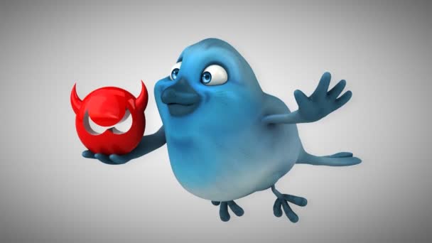 Leuke cartoon Blue bird — Stockvideo