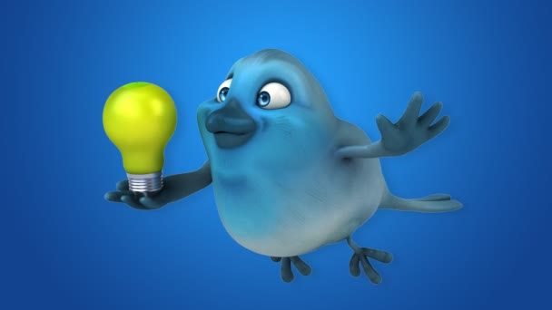 Desenhos animados divertidos Blue bird — Vídeo de Stock