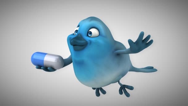 Leuke cartoon Blue bird — Stockvideo