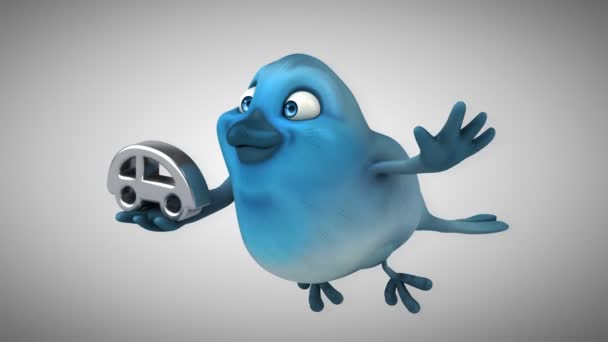 Desenhos animados divertidos Blue bird — Vídeo de Stock