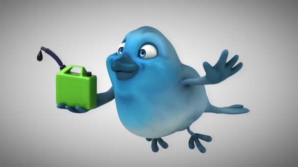Eğlenceli çizgi film mavi kuş — Stok video