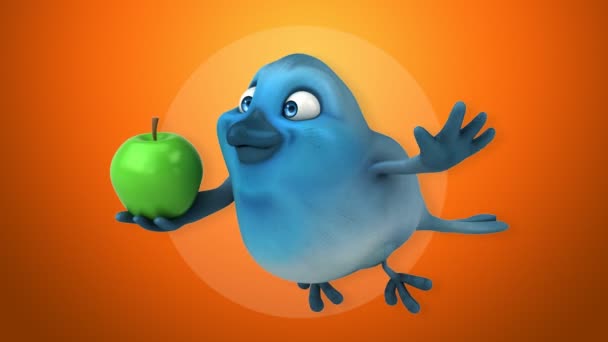 Szórakoztató karikatúra kék madár — Stock videók