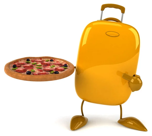 Fun cartoon yellow suitcase — Stock Photo, Image