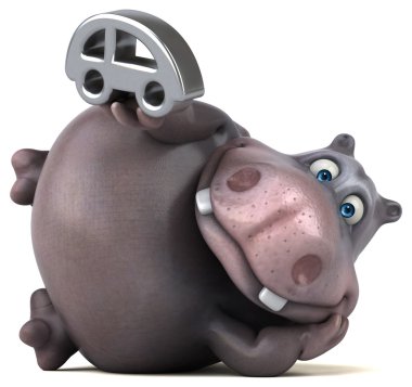 komik karikatür hipopotam 