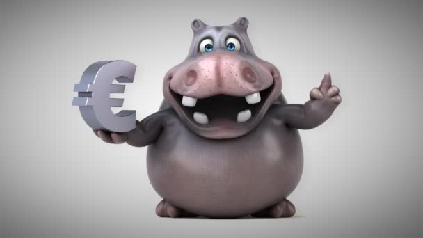 Funny cartoon hippo — Stock Video