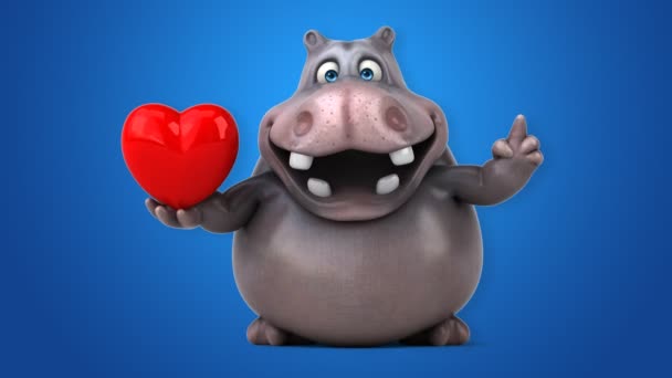 Funny cartoon hippo — Stock Video