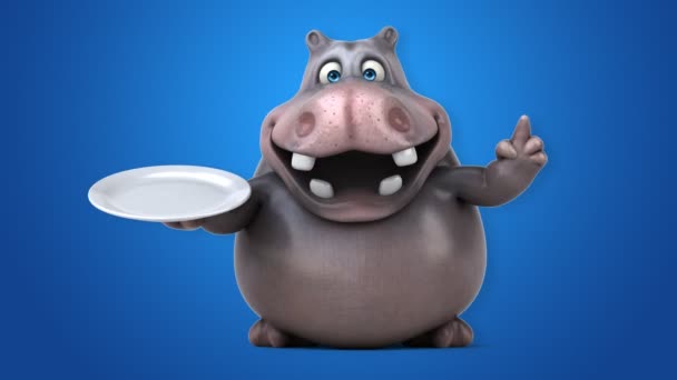 Komik karikatür hipopotam — Stok video