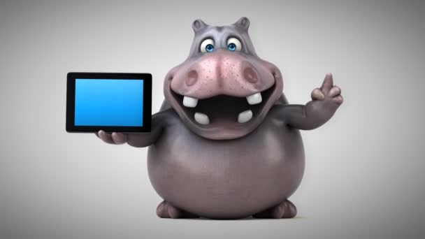 Grappige cartoon hippo — Stockvideo