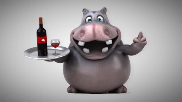 Funny cartoon hippo — Stock Video