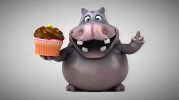 Grappige cartoon hippo — Stockvideo