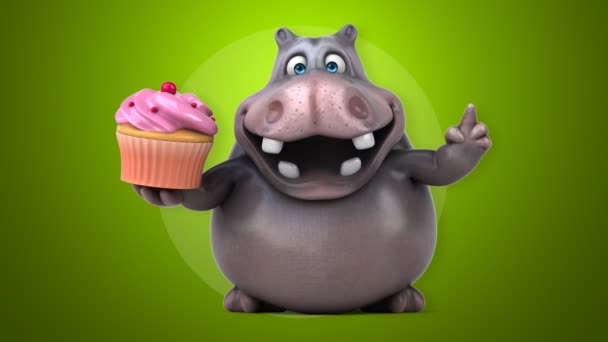 Grappige cartoon hippo — Stockvideo