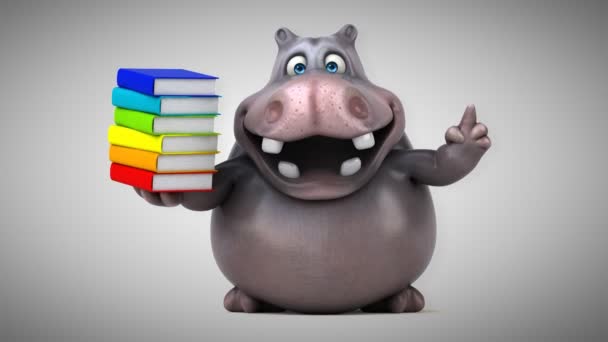 Grappige cartoon hippo — Stockvideo