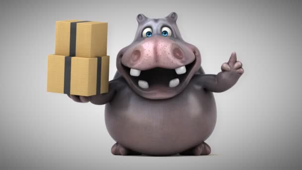 Grappige cartoon hippo — Stockvideo