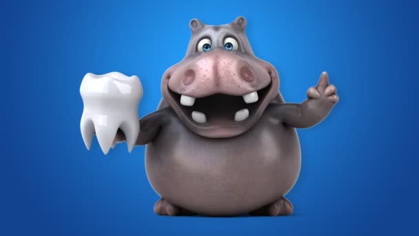 Funny cartoon hippo — Stock Video