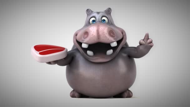 Grappige cartoon hippo — Stockvideo