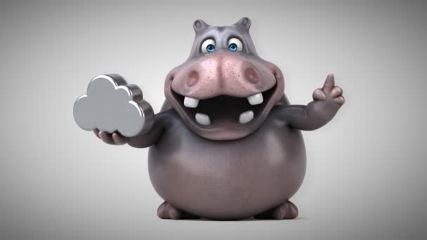 Grappige cartoon hippo — Stockvideo